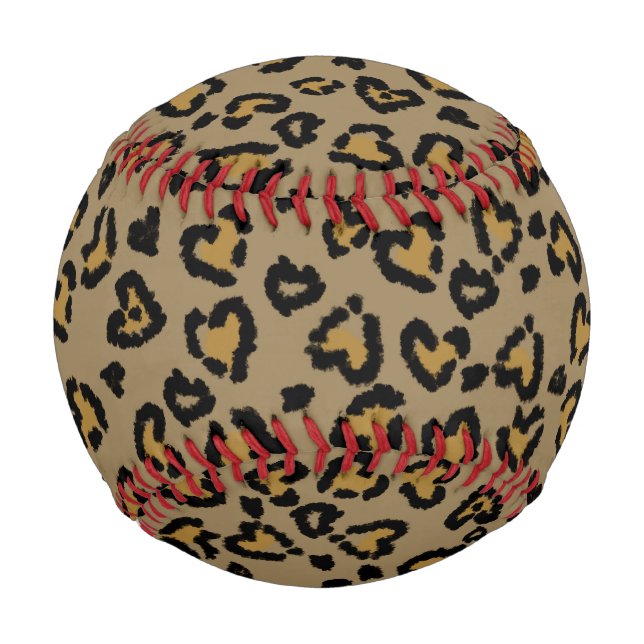 Heart Leopard Pattern in Natural Colours Baseball (Front)