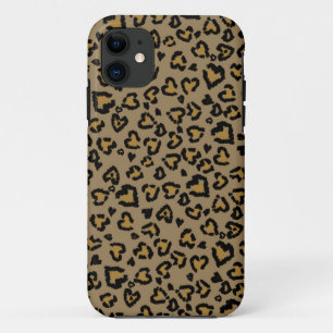 Heart Leopard Pattern in Natural Colours iPhone 11 Case