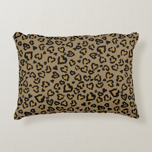 Heart Leopard Pattern in Natural Colours Decorative Cushion (Front)