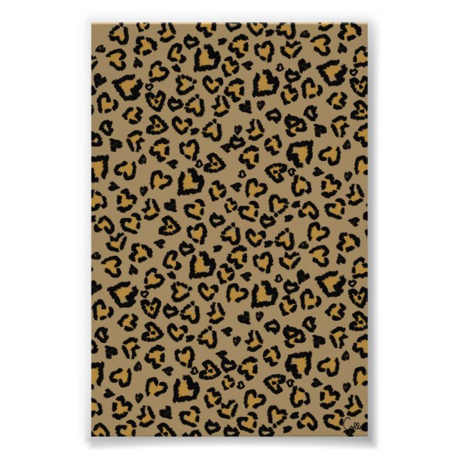 Heart Leopard Pattern in Natural Colours Photo Print (Front)
