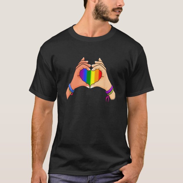 Heart LGBT Rainbow Flag LGBTQ Gay Pride Month Mela T-Shirt (Front)