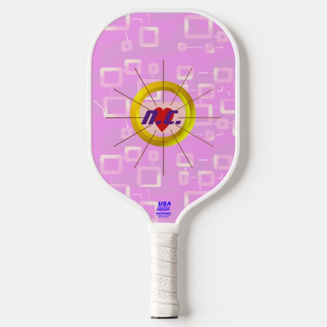 Heart Light Pink Tint Squares Pickleball Paddle (Front)
