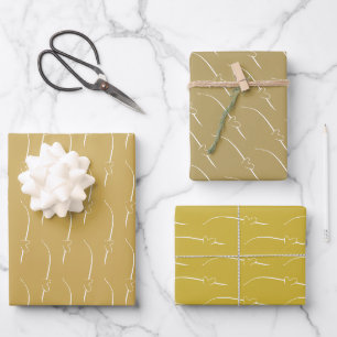 Heart Links Old Antique Gold White Wedding Wrapping Paper Sheet