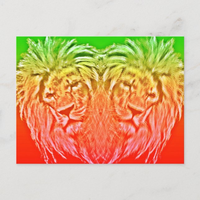 HEART LION RASTA POSTCARD (Front)