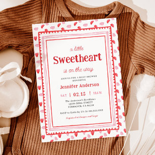 Heart Little Sweetheart Valentine's Baby Shower Invitation