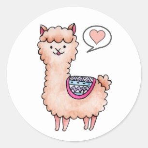 Heart Llama Classic Round Sticker
