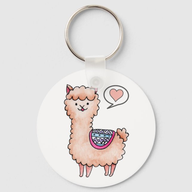 Heart Llama Key Ring (Front)