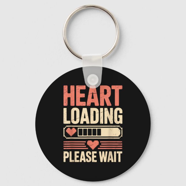 Heart Loading Please Wait Retro Xel Valentine Humo Key Ring (Front)