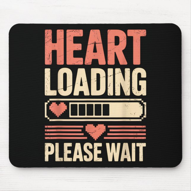 Heart Loading Please Wait Retro Xel Valentine Humo Mouse Mat (Front)