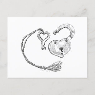 Heart Lock & Key Postcard
