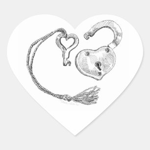 Heart Lock & Key Sticker