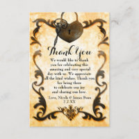 Heart Lock & Key Vintage Antique Thank You Cards