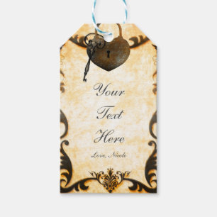 Heart Lock & Key Vintage Rustic Wedding Gift Tag