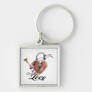 Heart Lock Tattoo Valentine Key Chain