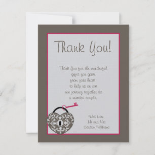 Heart Lock Wedding Flat Thank You Card