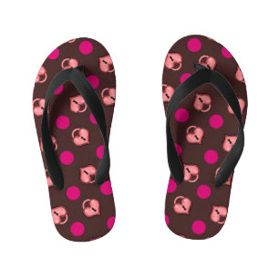 Heart Locket and Dots Chocolate Kid's Flip Flops