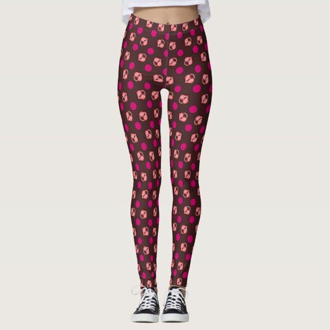 Heart Locket and Dots Chocolate Leggings (Front)