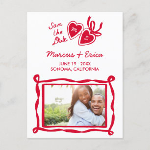 Heart Locket Custom Photo Initials Save the Date  Postcard