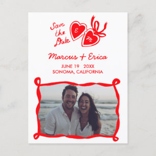 Heart Locket Custom Photo Initials Save the Date  Postcard