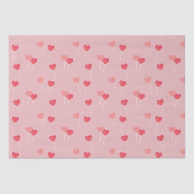 Heart Lollipop Valentine Love Tissue Paper (Front)