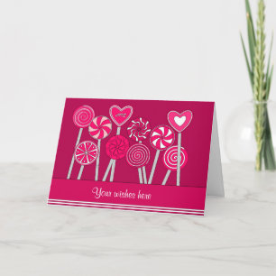 Heart Lollipops Design Greeting Card