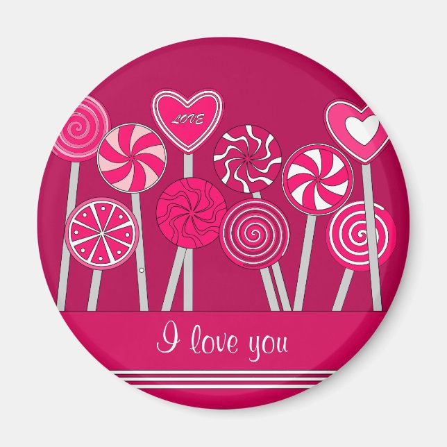 Heart Lollipops Design magnet (Front)