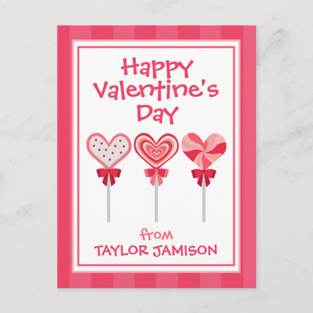 Heart Lollipops Personalised Valentine's Cards (Front)