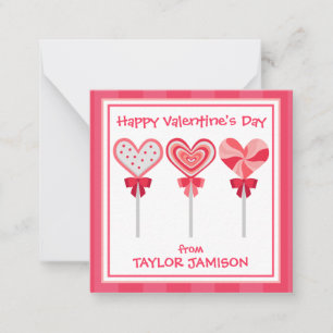 Heart Lollipops Valentine's Gift Enclosure Cards