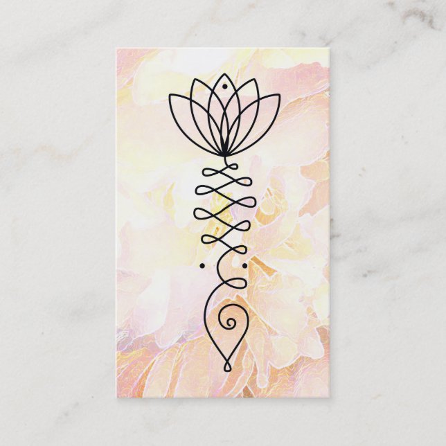 *~* Heart Lotus Peony  Flower Floral Reiki Yoga Business Card (Front)