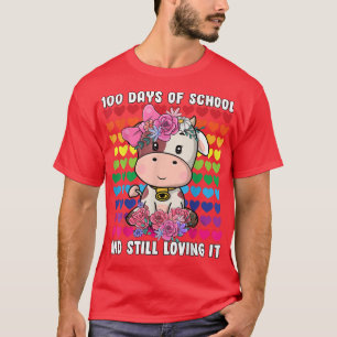 Heart Love 100 Days Of School Cute Cow Teacher Boy T-Shirt