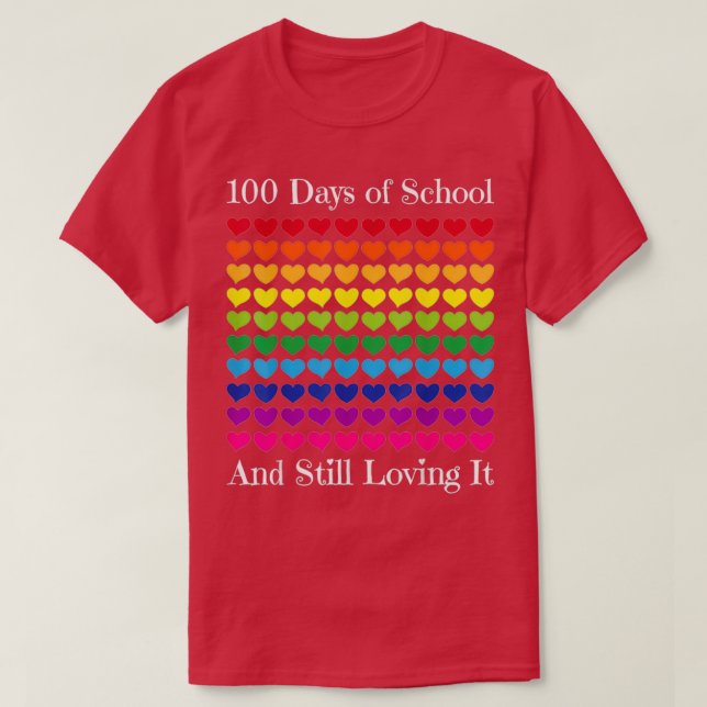 Heart Love 100 Days Of School Teacher Boy Girl T-Shirt (Design Front)
