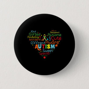 Heart Love Autism Ribbon Support Mental Health 6 Cm Round Badge