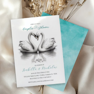 Heart Love Birds Couples Bridal Shower  Invitation