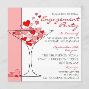 Heart Love Cocktail Engagement Party Invitation