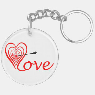 Heart love Dartscheibe with arrow Key Ring