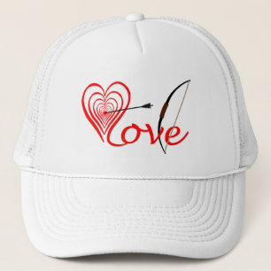 heart love disk with arrow and bow trucker hat