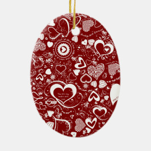 Heart Love Doodles Ceramic Tree Decoration