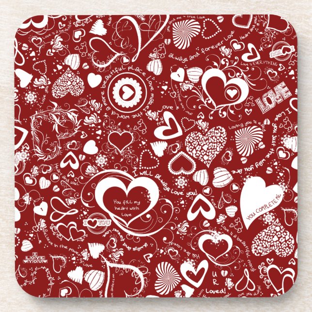 Heart Love Doodles Coaster (Front)