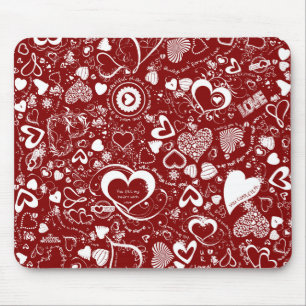 Heart Love Doodles Red MOUSE PAD