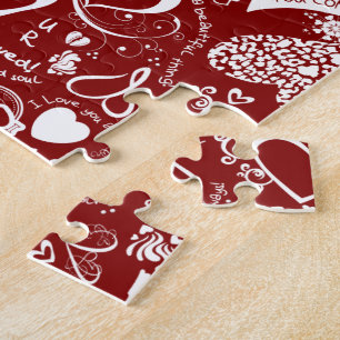 Heart Love Doodles Red Puzzle