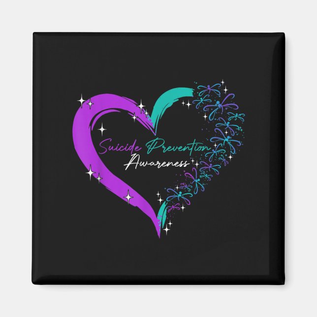 Heart Love Dragonfly Suicide Prevention Awareness  Magnet (Front)