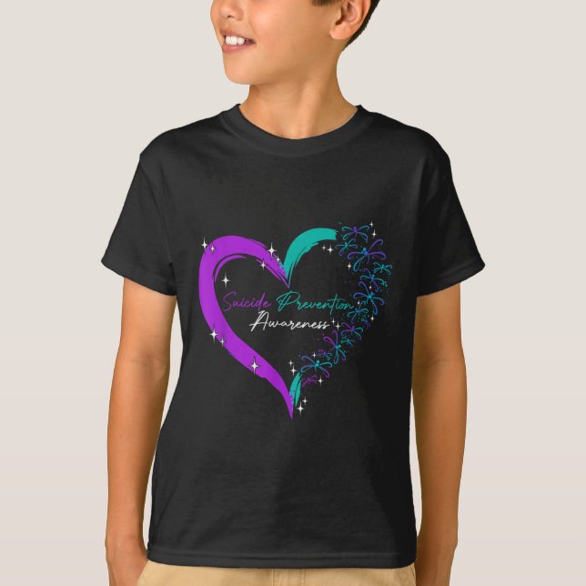 Heart Love Dragonfly Suicide Prevention Awareness  T-Shirt (Front)