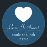 Heart Love Is Sweet Labels (Navy Blue)<br><div class="desc">Heart Love Is Sweet Labels (Dark Navy Blue / White)... These fun, elegant, classic, and romantic love is sweet thank you labels are the perfect addition to your thank you favours for your romantic destination wedding. Perfect for the bride and groom who are having their wedding reception at a romantic...</div>