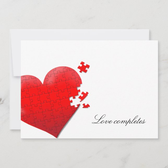 heart love jigsaw puzzle invitation (Front)
