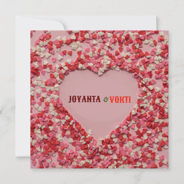 Heart love Joyanta & Vokti red maroon colour Invitation (Front)