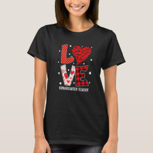 Heart Love Kindergarten Teacher Red Plaid Valentin T-Shirt