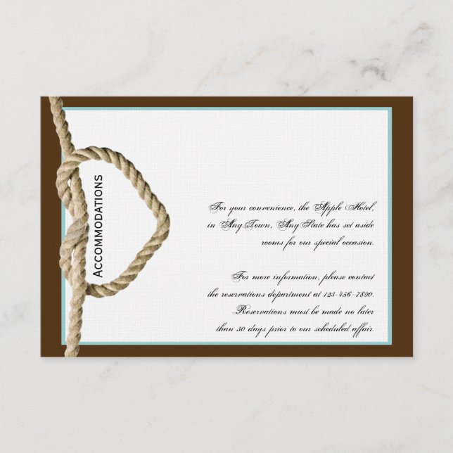 Heart Love Knot Western Wedding Insert Card (Front)