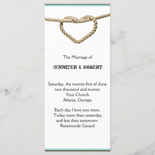 Heart Love Knot Western Wedding Program Programme Zazzle Co Uk