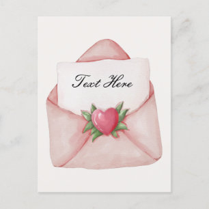 Heart love letter custom text  postcard