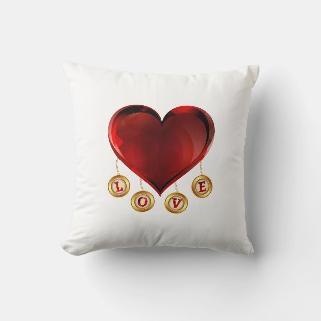 Heart Love Letters Design Romantic Typography Cushion (Front)